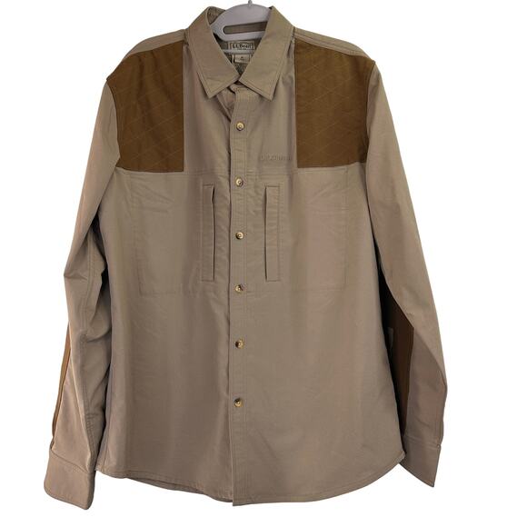 L.L.Bean Brown Tactical Aport Button Up Shirt Size Medium - Picture 1 of 6